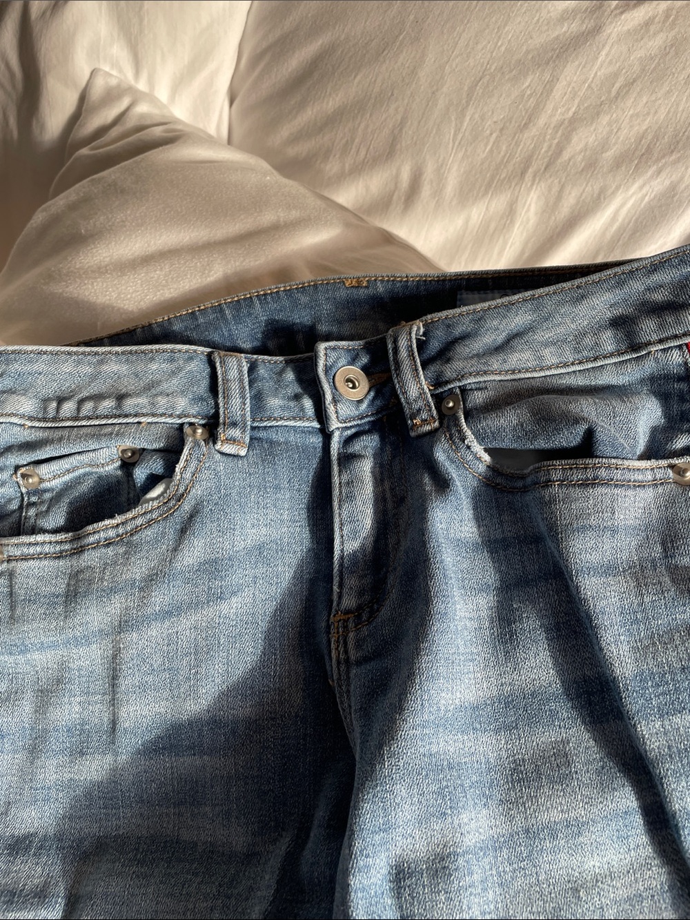 CeCe Slim Straight Denim Jeans with Red Side Stripe - Picture 5 of 8